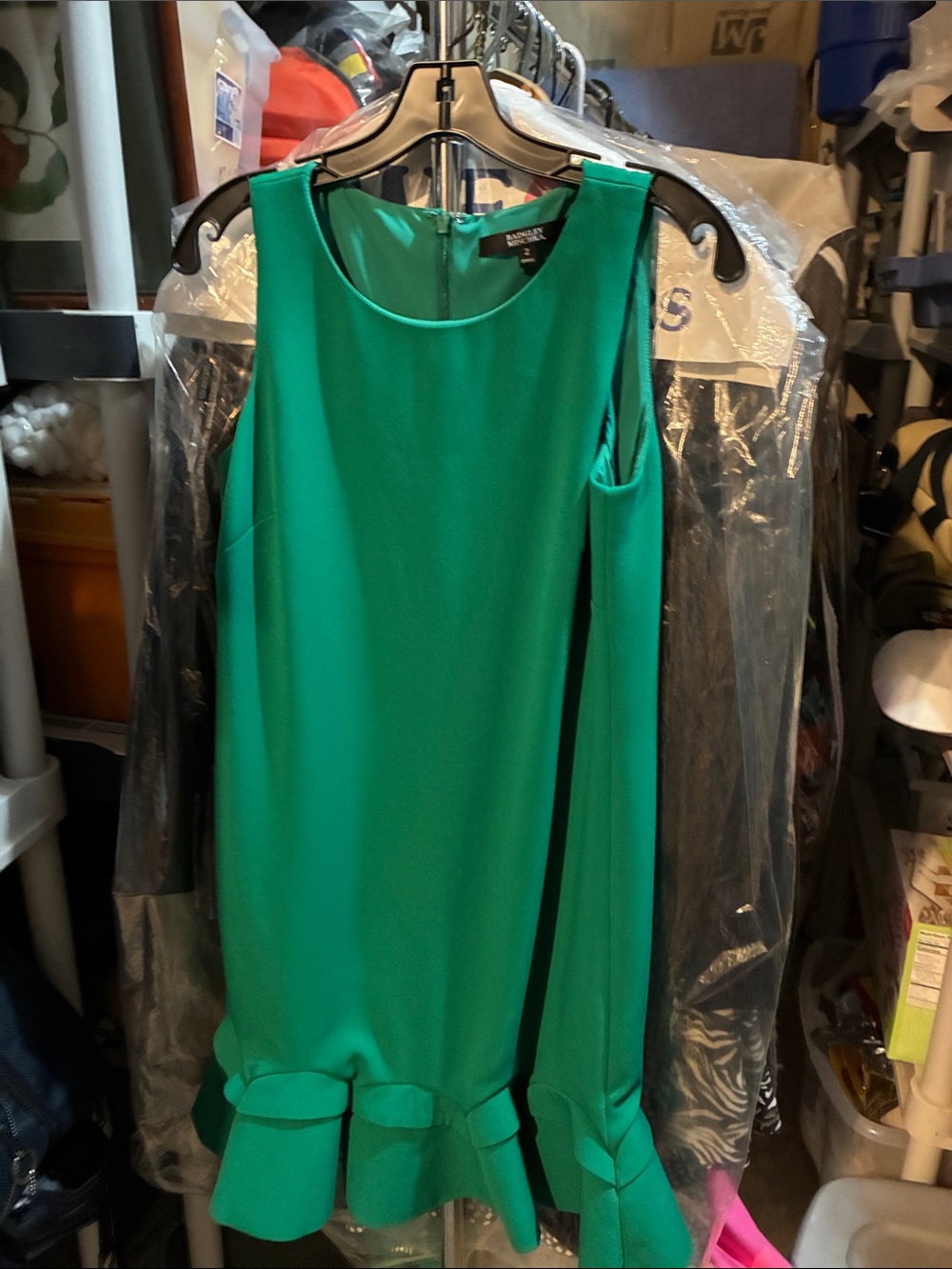 Baffled Mischka Bright Green Sleeveless Ruffle-Hem Mini Dress